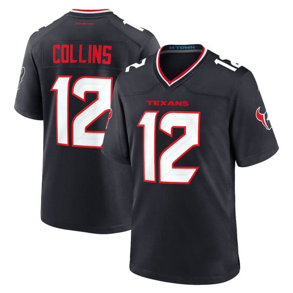 H.Texans #12 Nico Collins Navy Stitched Football 2024 Vapor Limited Jersey