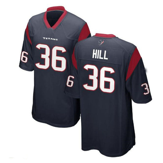 H.Texans #36 Brandon Hill Game Jersey - Navy Stitched American Football Jerseys