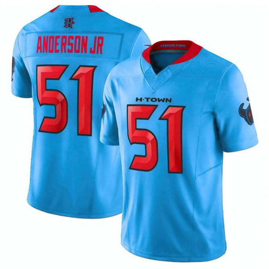 H.Texans #51 Will Anderson Jr.  Light Blue Stitched 2024 Vapor F.U.S.E. Limited Jersey