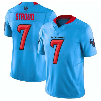 H.Texans #7 C.J. Stroud White Light Blue Stitched 2024 Vapor F.U.S.E. Limited Jersey