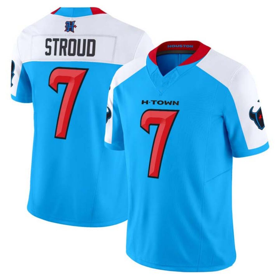 H.Texans #7 C.J. Stroud White Light Blue Stitched 2024 Vapor F.U.S.E. Limited Jersey