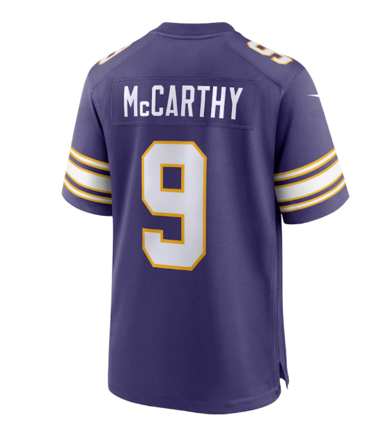 MN.Vikings #9 J.J. McCarthy  2024 Draft First Round Pick Player Game Jersey - Purple American Football Jerseys