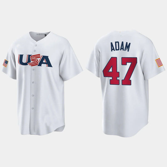 #47 JASON ADAM TAMPA BAY RAYS 2023 WORLD BASEBALL CLASSIC USA REPLICA JERSEY ¨C WHITE Stitches Baseball Jerseys