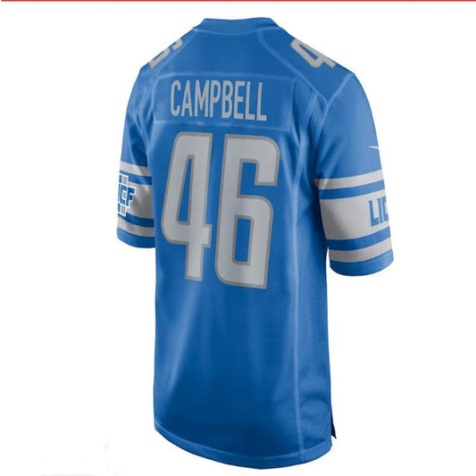 D.Lions #46 Jack Campbell 2023 Draft First Round Pick Game Jersey - Blue Stitched American Football Jerseys