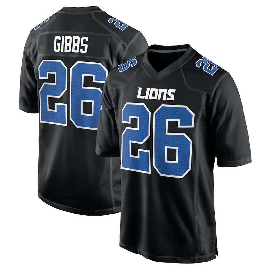 D.Lions #26 Jahmyr Gibbs Carbon Black Fashion Vapor Limited Jersey Stitched American Football Jerseys