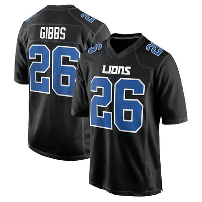 D.Lions #26 Jahmyr Gibbs Carbon Black Fashion Vapor Limited Jersey Stitched American Football Jerseys