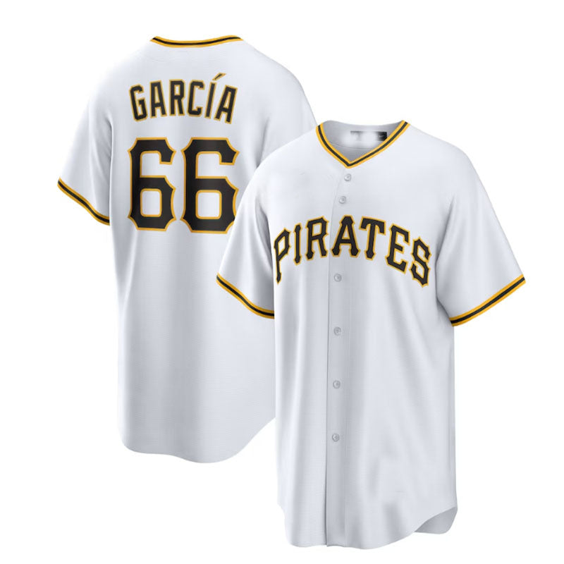 Pittsburgh Pirates #66 Jarlín García Home Replica Player Jersey - White Baseball Jerseys