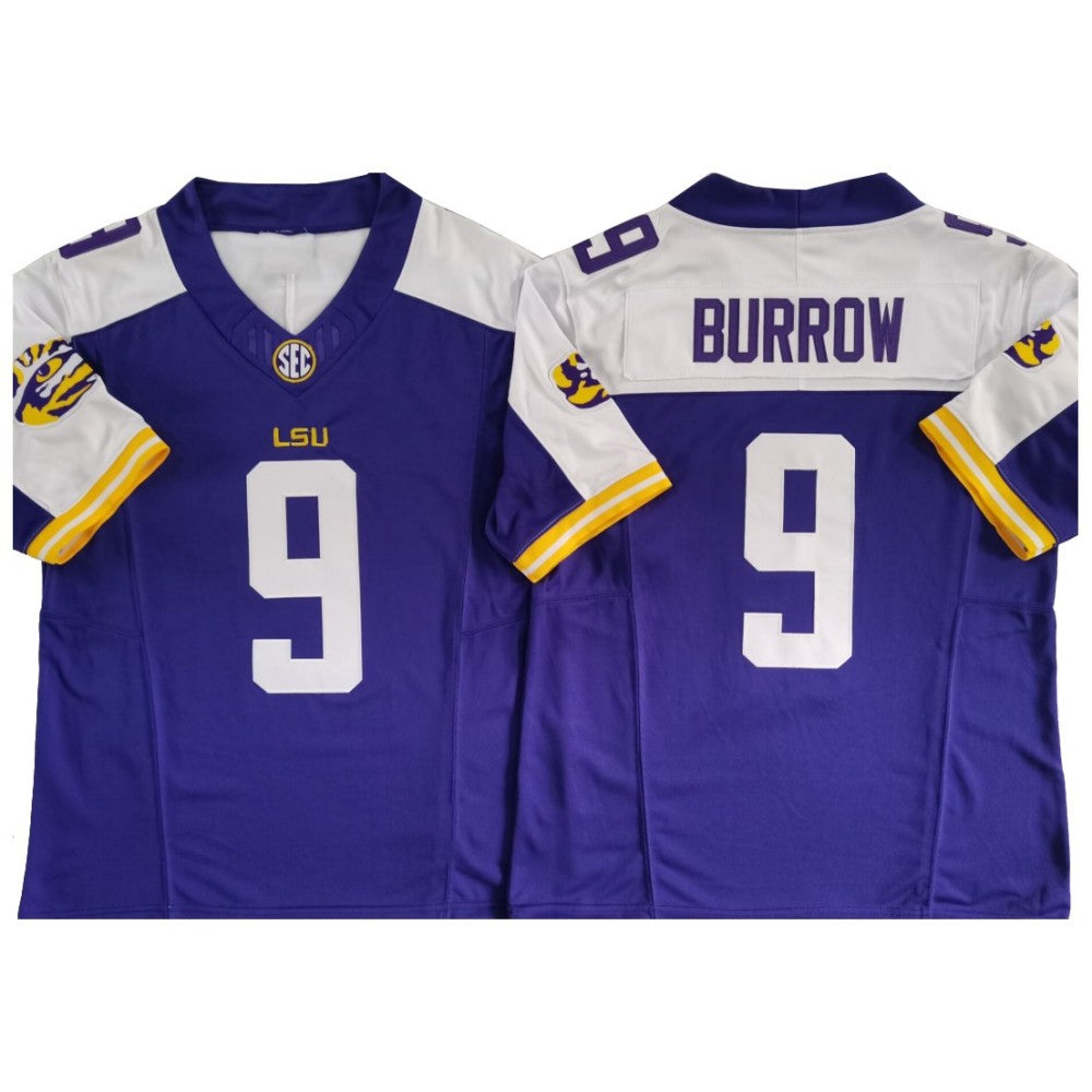 L.Tigers #9 Joe Burrow Purple Withe Vapor F.U.S.E. Limited Football Stitched American College Jerseys