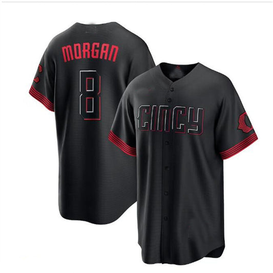 Cincinnati Reds #8 Joe Morgan 2023 City Connect Replica Player Jersey - Black Baseball Jerseys