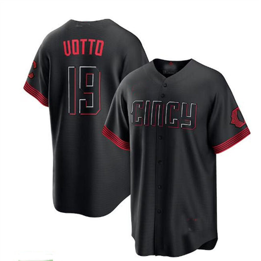 Cincinnati Reds #19 Joey Votto 2023 City Connect Replica Player Jersey - Black Baseball Jerseys