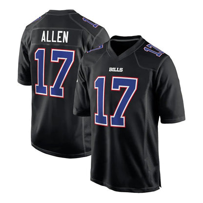 B.Bills #17 Josh Allen Carbon Black Fashion Vapor Limited Jersey Stitched American Football Jerseys