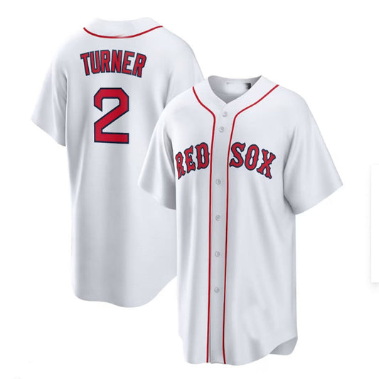 Boston Red Sox  #2 Justin Turner  Home Replica Player Jersey - White Red Baseball Jerseys