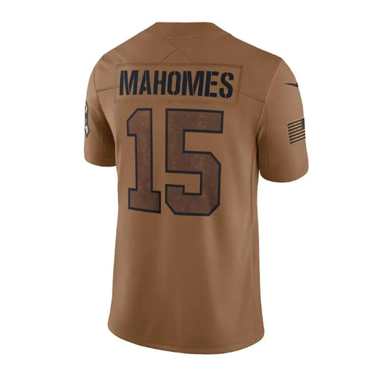 KC.Chiefs #15 Patrick Mahomes Brown 2023 Salute To Service Limited Stitched American Jerseys