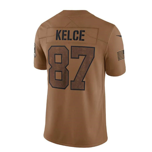 KC.Chiefs #87 Travis Kelce Brown 2023 Salute To Service Limited Stitched Jerseys