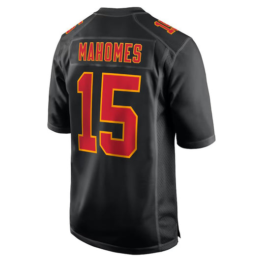 KC.Chiefs #15 Patrick Mahomes Black Carbon Fashion Super Bowl LIX Game Jersey