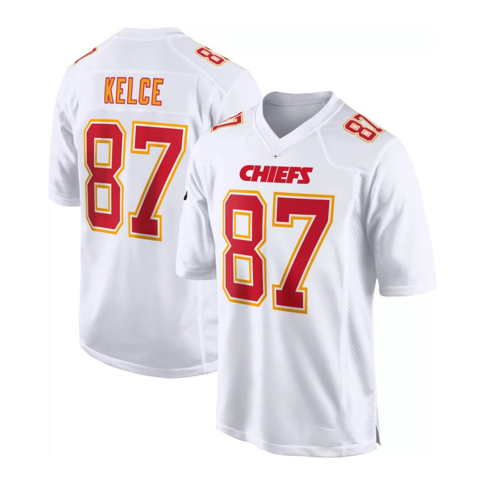 KC.Chiefs #87 Travis Kelce White Carbon Fashion Game Player Jersey Football Jerseys