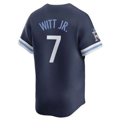 Kansas City Royals #7 Bobby Witt Jr Navy City Connect Baseball Limited Jersey