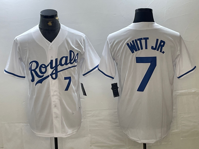 Kansas City Royals #7 Bobby Witt Jr Number White Cool Base Stitched Baseball Jersey