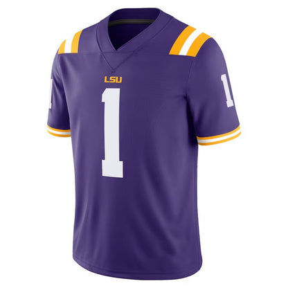 L.Tigers #1 JaMarr Chase Purple Game Stitched American College Jersey