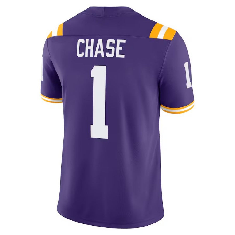 L.Tigers #1 JaMarr Chase Purple Game Stitched American College Jersey