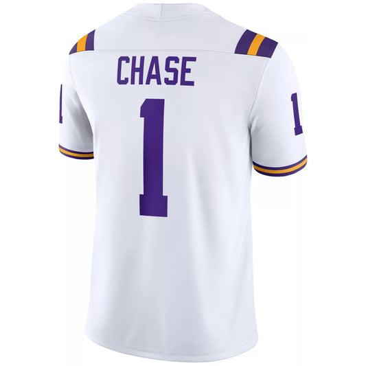 L.Tigers #1 JaMarr Chase White Game Stitched American College Jersey