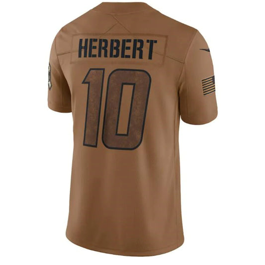 LA.Chargers #10 Justin Herbert Brown 2023 Salute To Service Limited Stitched Jerseys