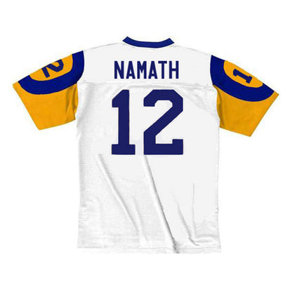 LA.Rams #12 Joe Namath White 1977 Away Throwback Football Stitched Jersey