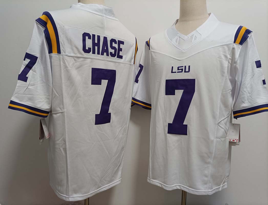 L.Tigers #7 JaMarr Chase White FUSE Stitched American College Jerseys