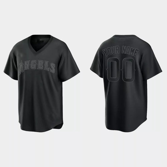 Custom Los Angeles Angels Pitch Black Fashion Replica Jersey ¨C Black Stitched Baseball Jerseys