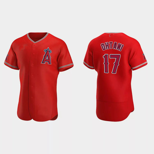 Los Angeles Angels #17 Shohei Ohtani 2020 Alternate Authentic Team Logo Jersey ¨C Red Men Youth Women Baseball Jerseys