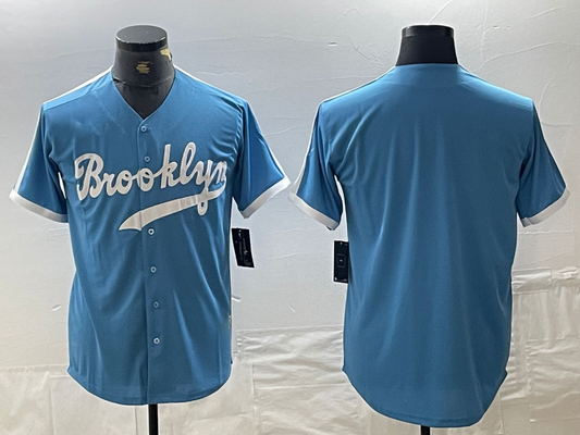 Los Angeles Dodgers Blank Light Blue Throwback Cool Base Stitched Baseball Jersey