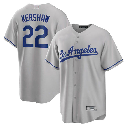 Baseball Jerseys  Los Angeles Dodgers #22 Clayton Kershaw Gray Road Replica Player Name Jersey