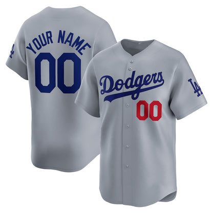 Custom Los Angeles Dodgers Gray 2024 World Series Limited Stitched Baseball Jersey