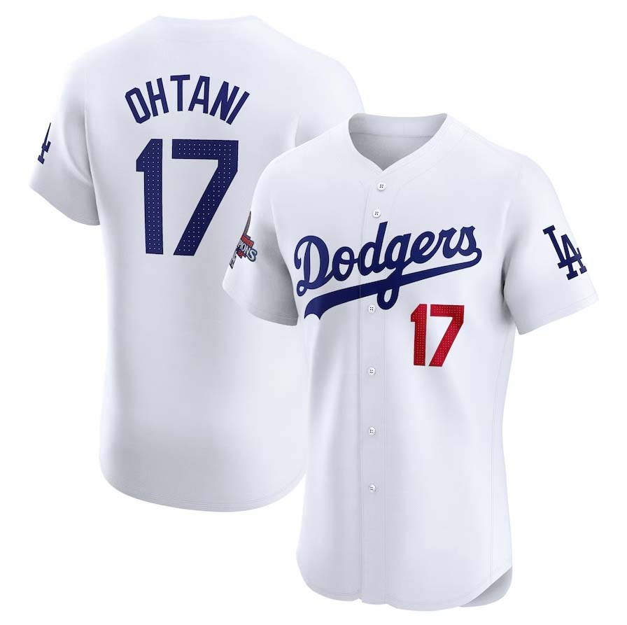 Los Angeles Dodgers #17 Shohei Ohtani White 2024 World Series Champions Home Elite Player Stitched Baseball Jersey