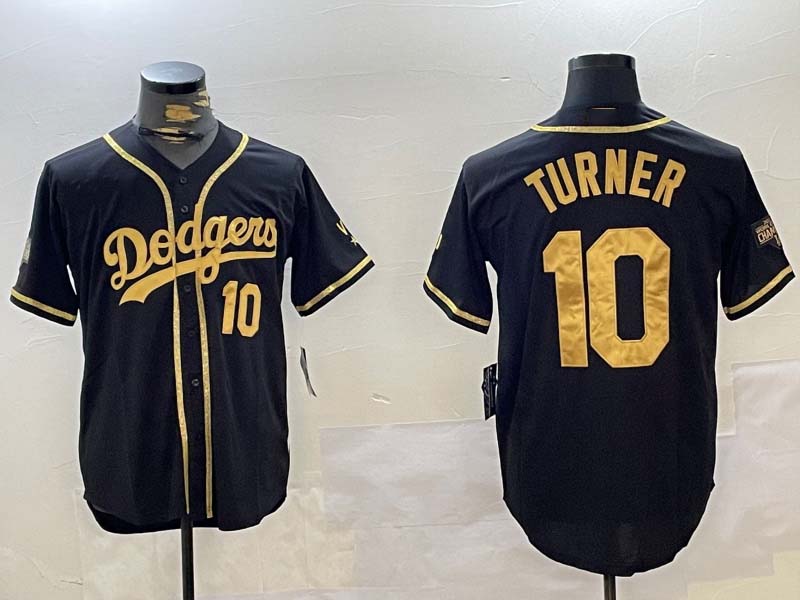 Los Angeles Dodgers #10 Justin Turner Black Cool Base Stitched  Baseball Jersey