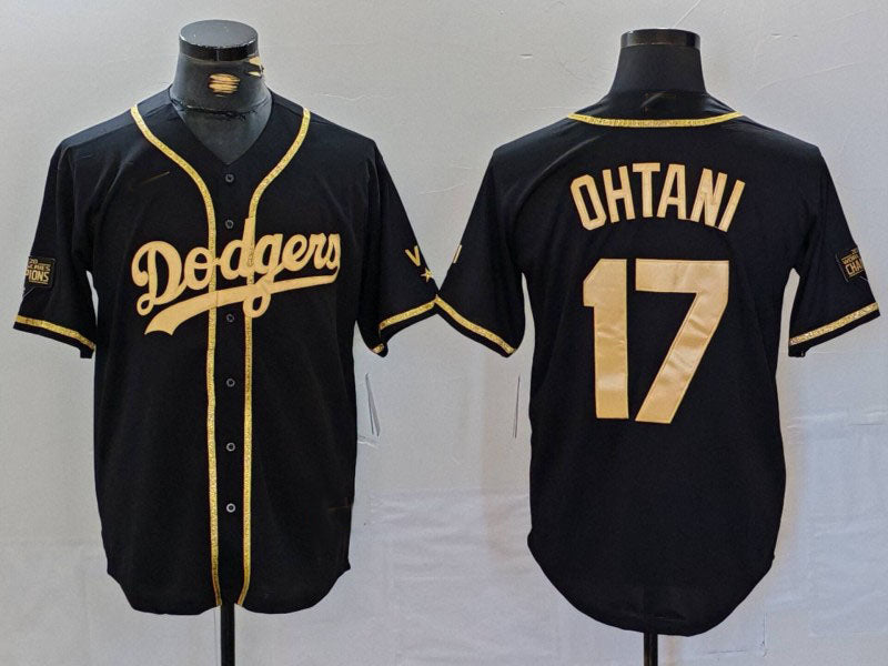 Los Angeles Dodgers #17 Shohei Ohtani Black Gold World Series Champions Cool Base Stitched Baseball Jerseys