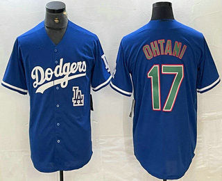 Los Angeles Dodgers #17 Shohei Ohtani Blue Green Stitched Cool Base Jersey Baseball Jersey