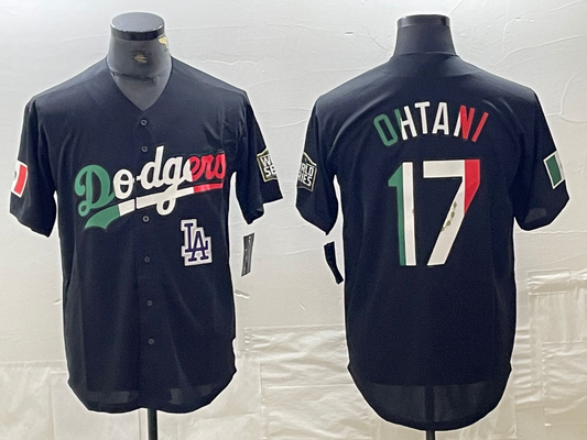 Los Angeles Dodgers #17 Shohei Ohtani Mexico Black Cool Base Stitched Baseball Jersey