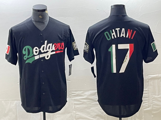 Los Angeles Dodgers #17 Shohei Ohtani Mexico Black Cool Base Stitched Baseball Jerseys