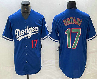 Los Angeles Dodgers #17 Shohei Ohtani Number Blue Green Stitched Cool Base Jersey Baseball Jerseys