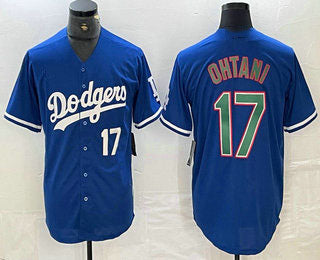 Los Angeles Dodgers #17 Shohei Ohtani Number Blue Green Stitched Cool Base Jerseys Baseball Jerseys