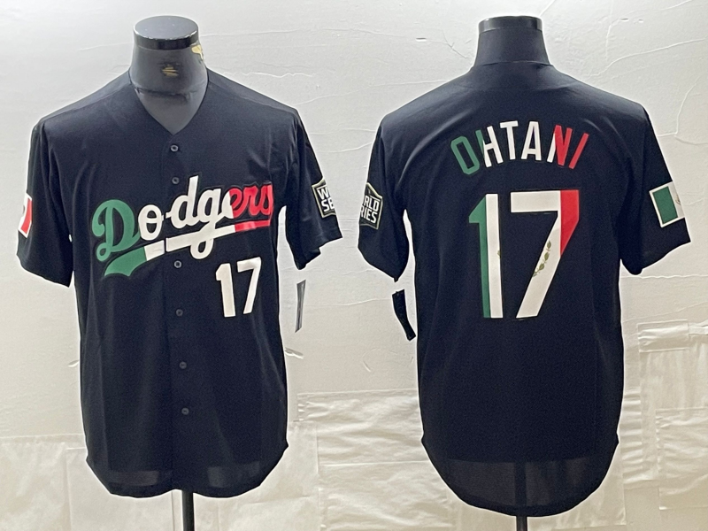 Los Angeles Dodgers #17 Shohei Ohtani Number Mexico Black Cool Base Stitched Baseball Jersey Baseball Jerseys