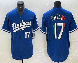 Los Angeles Dodgers #17 Shohei Ohtani Number Mexico Blue Cool Base Stitched Jersey Baseball Jerseys