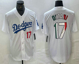 Los Angeles Dodgers #17 Shohei Ohtani Number Mexico White Cool Base Stitched Jersey Baseball Jerseys