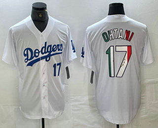 Los Angeles Dodgers #17 Shohei Ohtani Number Mexico White Cool Base Stitched Jerseys Baseball Jersey
