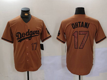 Los Angeles Dodgers #17 Shohei Ohtani Number Olive Cool Base Limited Stitched Baseball Jerseys