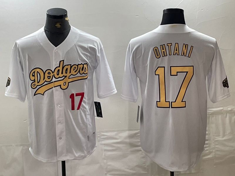 Los Angeles Dodgers #17 Shohei Ohtani Number White 2022 All Star Stitched Cool Base Baseball Jersey