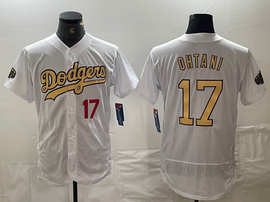 Los Angeles Dodgers #17 Shohei Ohtani Number White 2022 All Star Stitched Flex Base Baseball Jersey