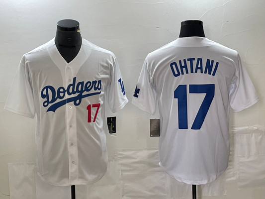 Los Angeles Dodgers #17 Shohei Ohtani Number White Stitched Cool Base Baseball Jersey