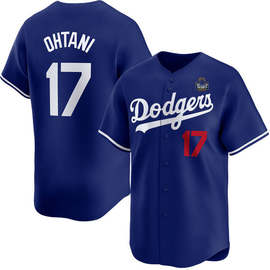 Los Angeles Dodgers #17 Shohei Ohtani Royal 2024 World Series Home Limited Cool Base Stitched Baseball Jersey